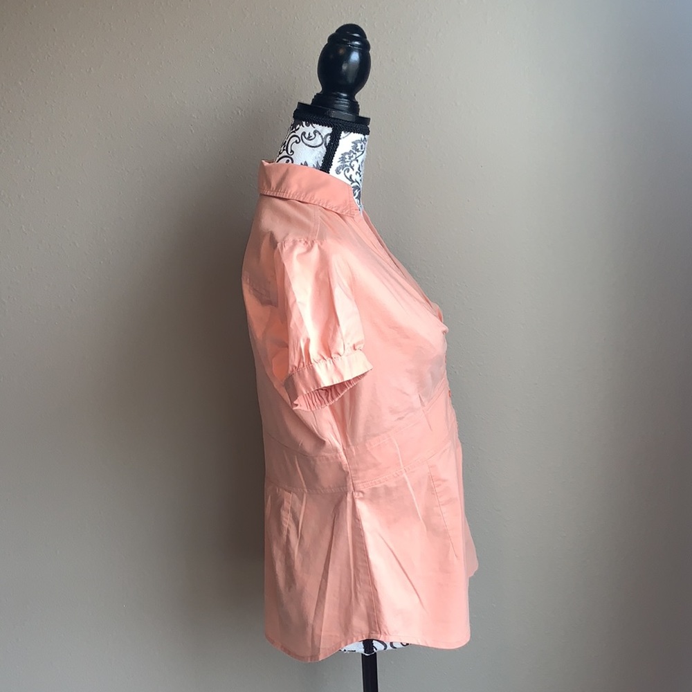 NY&Co Light Orange Short Sleeve Button Down Shirt *2 for $5* - Picture 2 of 8